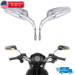 Chrome 8mm Rear View Side Mirrors Fit For Harley Touring Electra Road Glide King