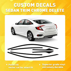 6 Chrome Delete Blackout Window Trim For 2016-2021 Honda Civic Sedan Accessories 6B93BC-57