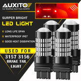 4x AUXITO 3157 3156 3457 3057 Super Bright Red LED Brake Stop Tail Light 102H EA AUXITO