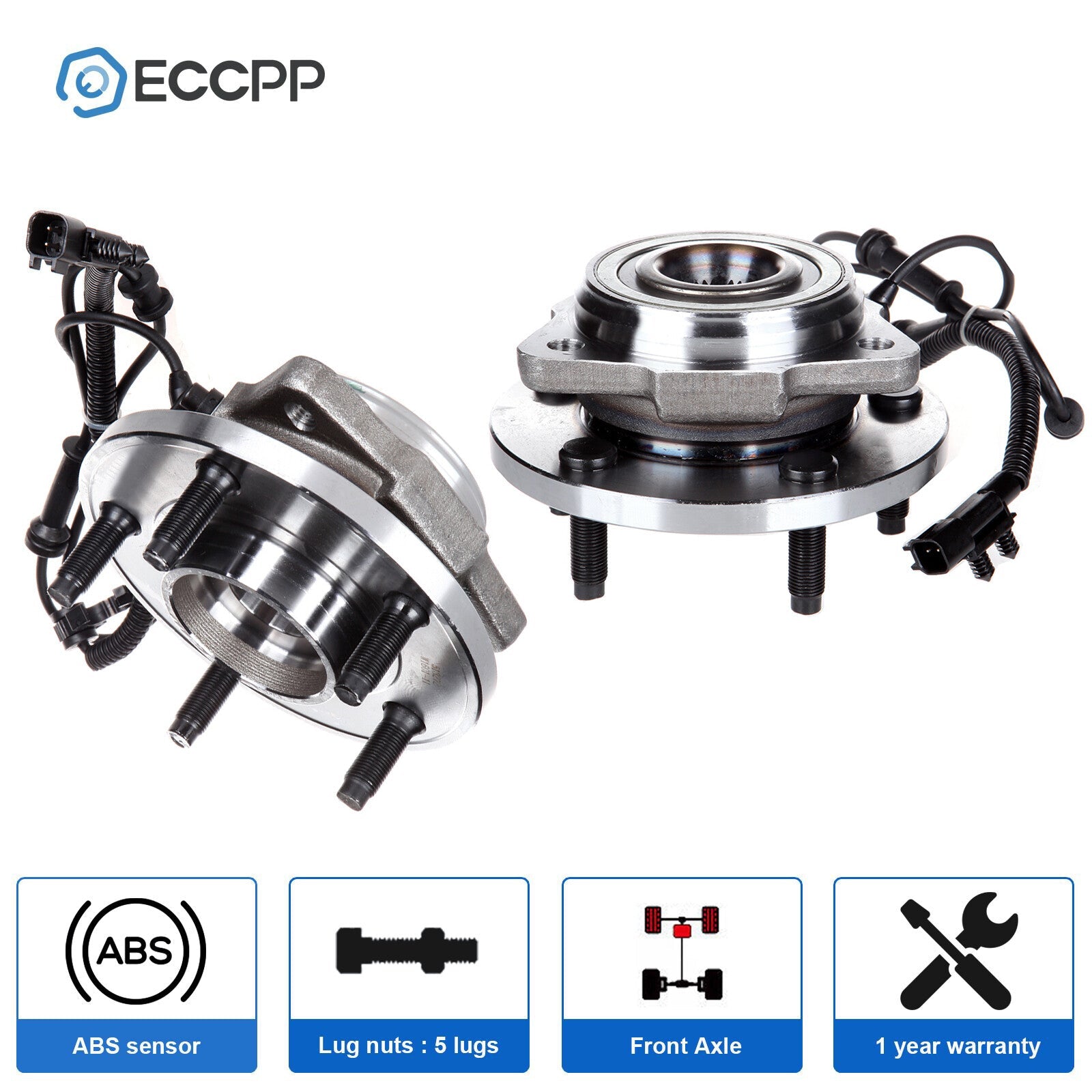 2 Pcs Wheel Hub Bearings Front For 2007-2016 Jeep Wrangler w/ 4-Wheel ABS Models 6B93BC-57