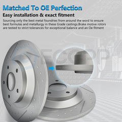 Rear Discs Brake Rotors and Ceramic Pads For MINI Cooper 2007 - 2008 Slotted