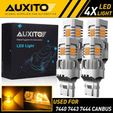 4X AUXITO Amber 7440 7443 Yellow LED Turn Signal Blinker Light Extreme Bright AUXITO