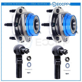 4pc Front Wheel Hub Bearing Assembly ABS Outer Tie Rod For Buick Cadillac FWD 6B93BC-57