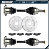 Front CV Axle + Brake Pads & Rotors for Chevrolet Silverado 1500 4.8L 2005-2006