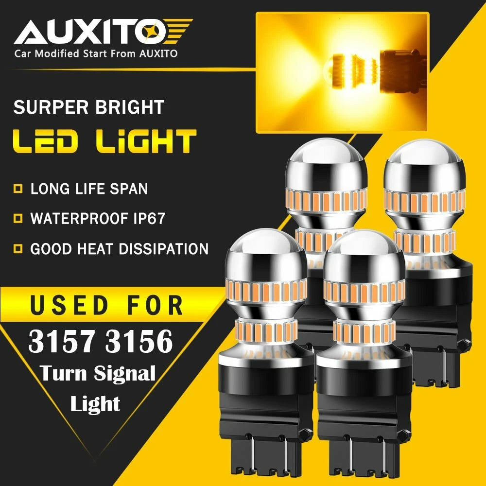 4x AUXITO Yellow Amber 3157 LED DR Turn Signal Parking Light Blinker Corner Bulb AUXITO