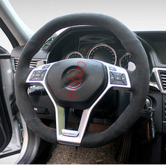Suede Leather Hand-Stitched Steering Wheel Cover for Mercedes Benz GLK 300
