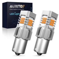 2x AUXITO 1156 BA15S LED Amber Turn Signal Light Bulbs No Hyper Flash CANBUS EOA AUXITO