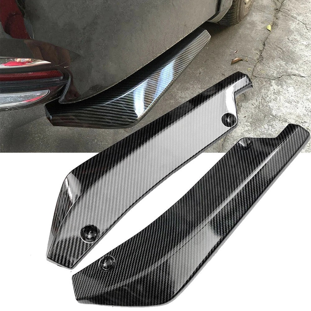 2pc Universal Carbon Fiber Rear Bumper Lip Diffuser Splitter Canard Protector EA 6B93BC-57