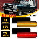 8PC For 1981-93 Dodge D150 D250 D350 Truck Front Rear LED Side Bumper Marker LED 6B93BC-57