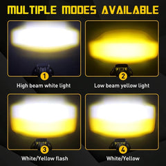 2Pcs Bi-colors Motorcycle LED Spotlight Headlight Driving Auxiliary Fog Lamps EA 6B93BC-57