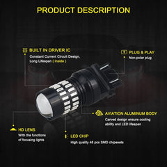 2X AUXITO 3157 3057 3156 Red LED Tail Brake Stop Parking Bulbs Light 48H EOA AUXITO