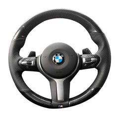 Carbon Fiber&Hole Leather Steering Wheel Hand Sewing Wrap Cover Fit For BMW X5