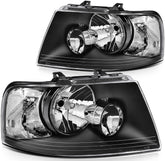 ECCPP Headlights Assembly For Ford Expedition 4.6L 5.4L 2003-2006 Pair Kit Black 6B93BC-57