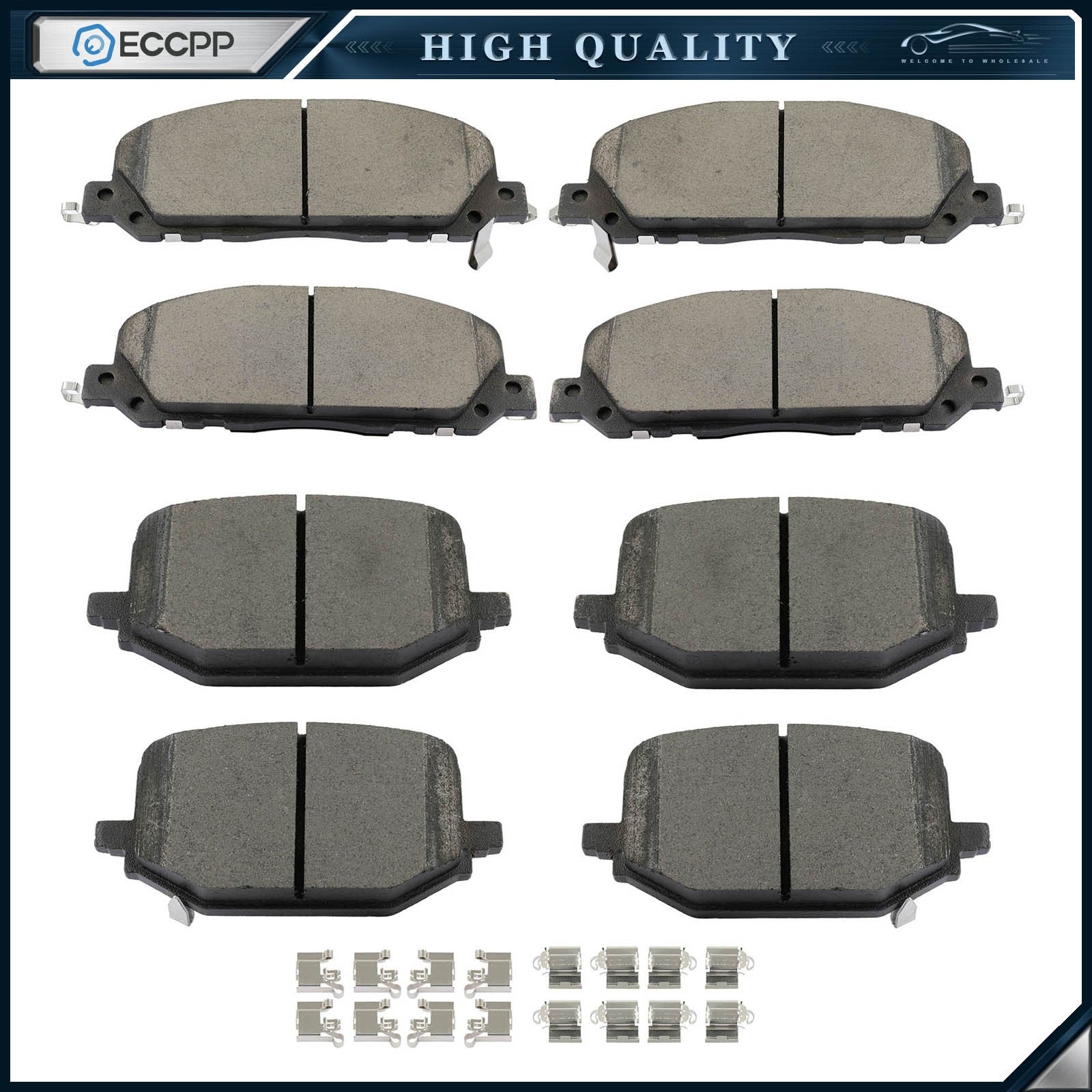 Front And Rear Ceramic Brake Pads Kit For 2020 2021 2022 2023 Lincoln Ator 6B93BC-57