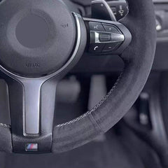Suede Gray Stitching Steering Wheel Cover for BMW X5 F15 2013-2018