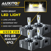 4PC AUXITO D5S Custom HID to LED Headlight Bulbs High Beam Low Beam Replacement AUXITO