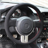 Black Suede Red Stitching Steering Wheel Stitch-on Wrap For Toyota 86 Subaru BRZ