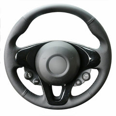 Hand-Stitched Leather Steering Wheel Cover for Smart Fortwo & Forfour