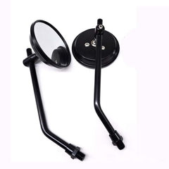Pair Motorcycle Rearview Mirror Set 10mm Chrome Round Shape - Classic Style