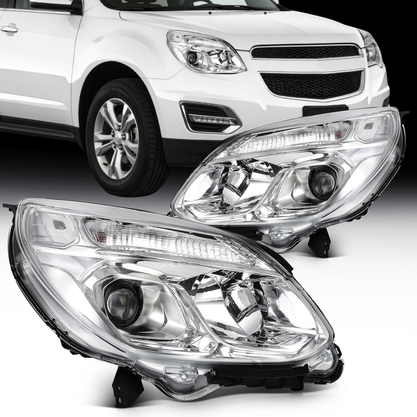 ECCPP Headlights Assembly For Chevrolet Equinox 2.4L 3.6L 2016-2017 Pair Chrome 6B93BC-57