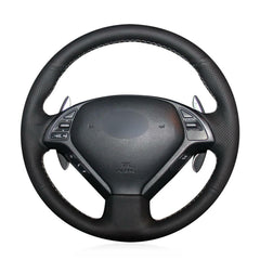 Hand-Sewing Black PU Leather Steering Wheel Covers Wrap For Infiniti G37 2007-13