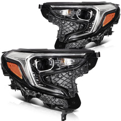 Pair Kit HID Headlights Assembly For 2018-2021 GMC Terrain Black Amber 6B93BC-57