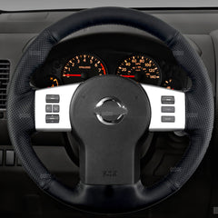 Steering Wheel Wrap For Nissan Frontier 2005-2021 Black Perforated Leather Cover
