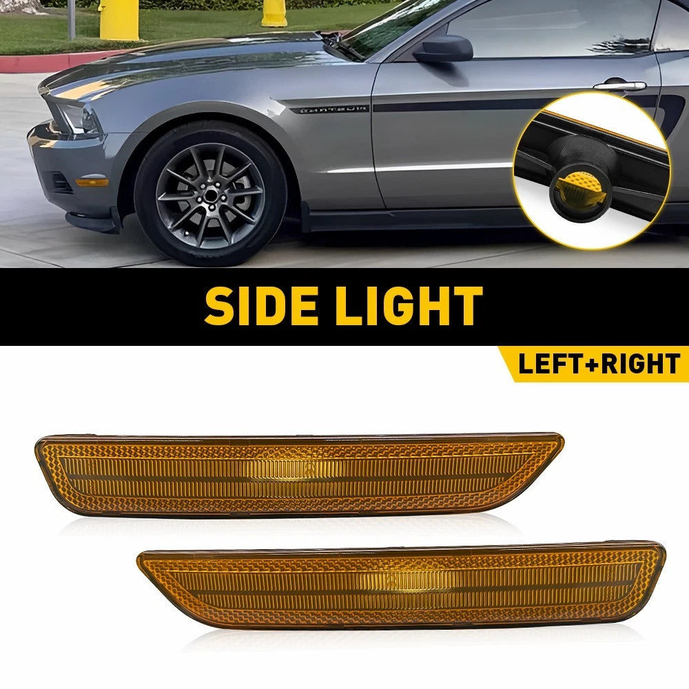 For 10-14 Ford Mustang Front Side Marker Light Housing Amber Driver Passenger EA 6B93BC-57
