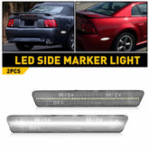 2x For 1999-04 Ford Mustang White LED Side Marker Lights Lamps Rear Clear Lens A 6B93BC-57