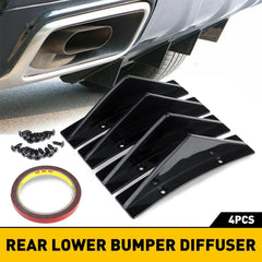 For Dodge Charger Challenger Rear Diffuser Shark Fins Bumper Lip Splitter Glossy 6B93BC-57