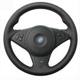 DIY Top Leather Steering Wheel Hand-stitch on Wrap Cover For BMW M5 M6 E63 E60