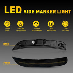 For Chrysler 300 2015-2023 White LED Rear Side Marker Lights Lamps Smoked Lens A 6B93BC-57