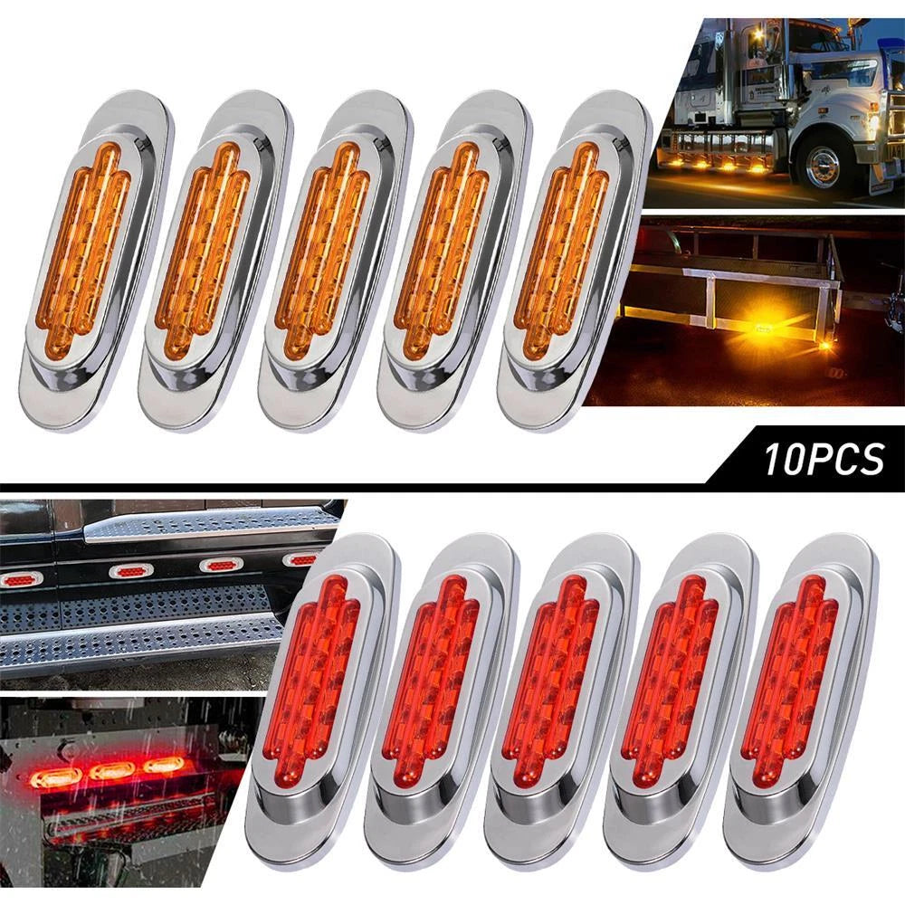 10x Amber Red Oval 16 LED Side Clearance Marker Lights Car Truck Trailer RV EOA 6B93BC-57