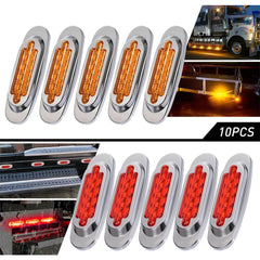 10x Amber Red Oval 16 LED Side Clearance Marker Lights Car Truck Trailer RV EOA 6B93BC-57