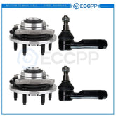 4PCS Fits Ford 6-Lug 4WD ABS Front Wheel Hub Bearing Assembly Outer Tie Rod Ends 6B93BC-57