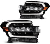 Pair Kit LED Headlights Assembly For 2022-2024 Ford Expedition 3.5L Black Amber 6B93BC-57