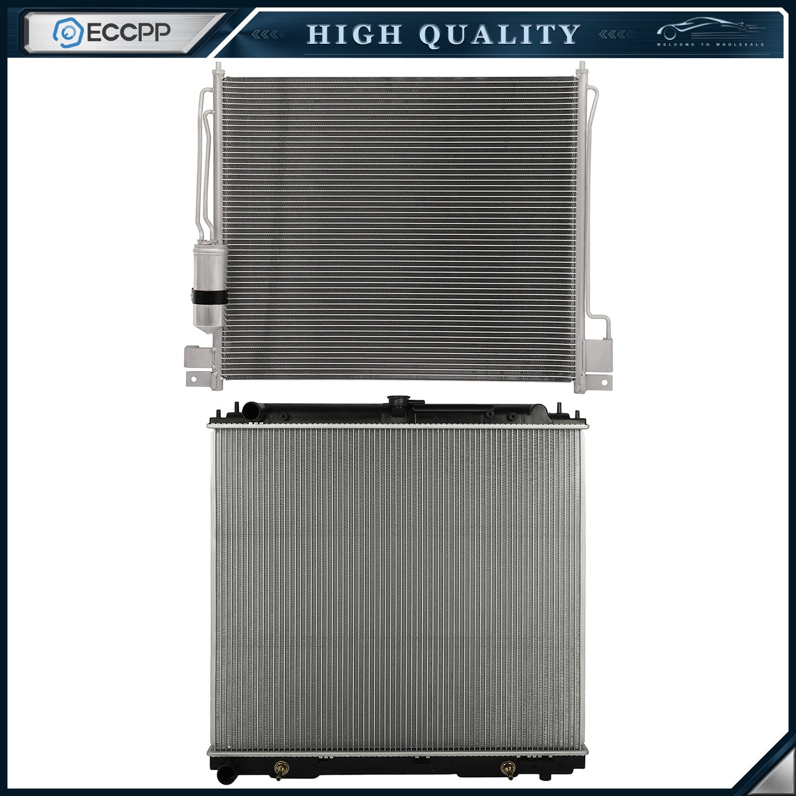 Aluminum Radiator & AC Condenser Cooling Kit For 2005-2016 2017 Nissan Frontier 6B93BC-57