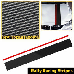 Universal Rally Car Racing Stripes Front Hood 5D Carbon Fiber Decal Wrap Sticker 6B93BC-57