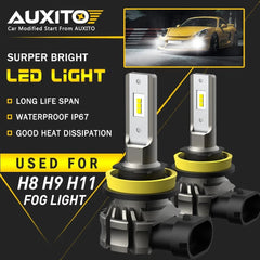 2X AUXITO H11 H8 LED Fog Driving Light 6500K Super Bright Bulb DRL White B3F EA2 AUXITO