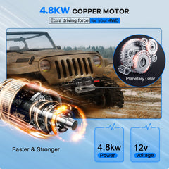 12V 12000LBS Electric Winch Synthetic Cable Truck Trailer Towing Off Road 4WD 6B93BC-57