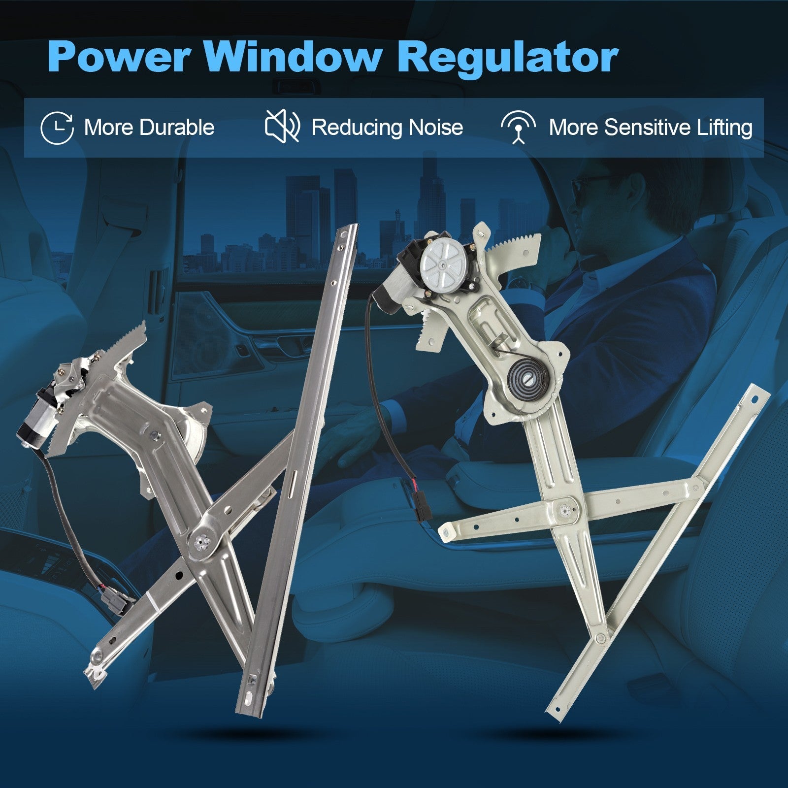 For 1994-2004 Ford Mustang Front LH RH Power Window Regulator With Motor 6B93BC-57