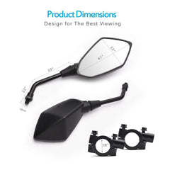 Pair 7/8" Motorcycle Rear View Side Mirrors For Suzuki Honda ATV Bike Handle Bar