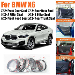 Door Rubber Seal Strips Weather Draft Wind Noise Reduction Kit For BMW X6
