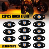 12PC Waterproof Amber LED Rock Lights Underglow Neon Light Decor ATV UTV Car EOA 6B93BC-57