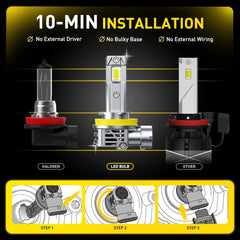 4X Auxito LED Headlight H11 Low Bulb Canbus Kit 60000LM 6500K Ultra Bright M6S A AUXITO