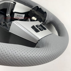 Light Gray Perforated Leather Steering Wheel Wrap Cover for Nissan Frontier