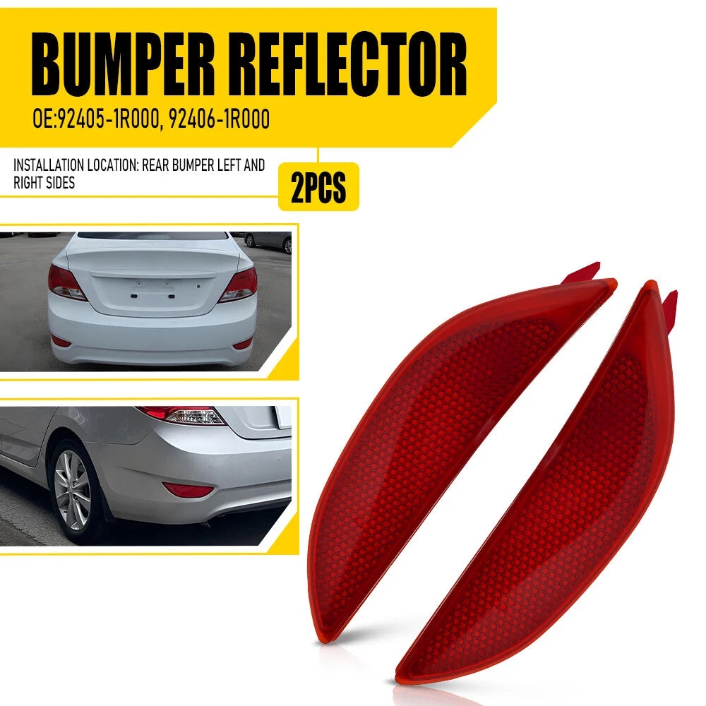 2X For 2012-17 Hyundai Accent Sedan Rear Bumper Side Marker Light Reflector Lamp 6B93BC-57