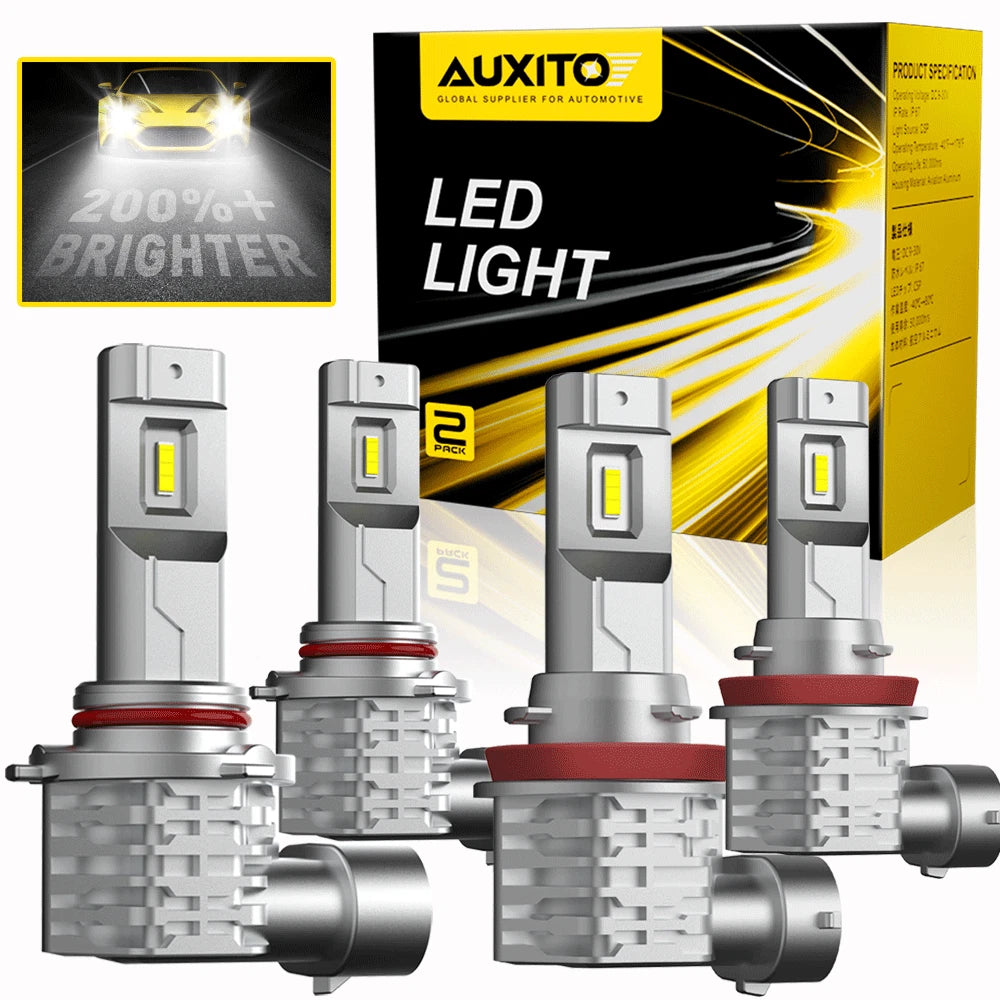 AUXITO Combo White 6500K LED Headlight Kit 9005 H11 Bulbs High + Low Beam US EOA AUXITO