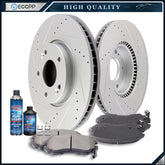 Front Drilled & Slotted Brake Rotors And Ceramic Pads For 06 - 08 Hyundai Sonata 6B93BC-57