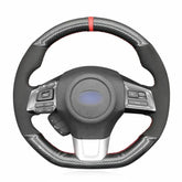 5D Carbon Fiber & Suede Steering Wheel Stitch-on Wrap Cover For Subaru WRX STI